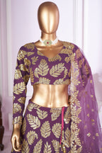 Purple Georgette Lehenga Choli For Indian & Pakistani Wedding Festival - Sequins & Thread Embroidery Work, Zari Work