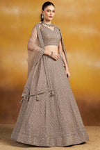 Grey Georgette Lehenga Choli For Indian & Pakistani Wedding Festival - Sequins & Thread Embroidery Work