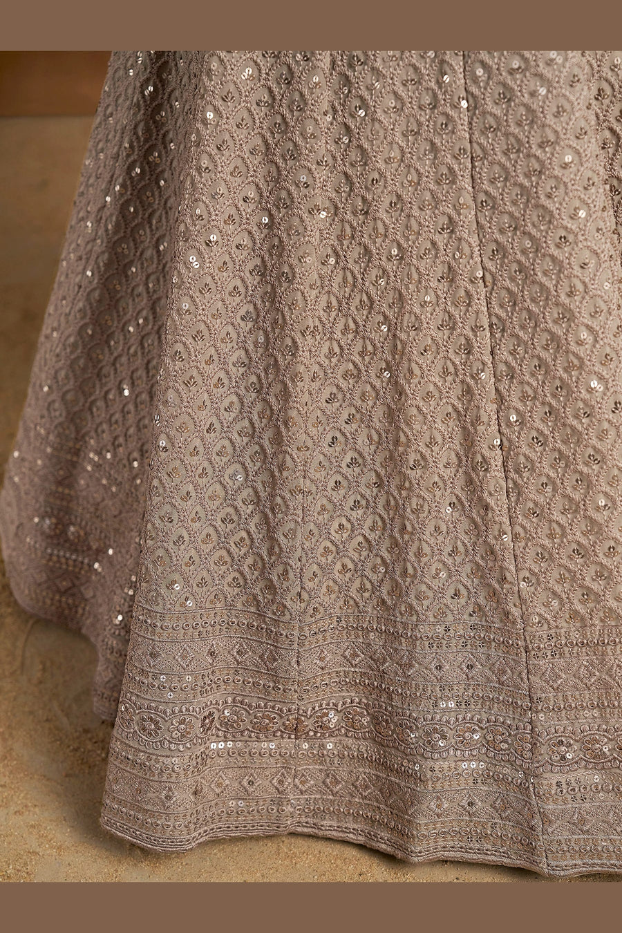 Grey Georgette Lehenga Choli For Indian & Pakistani Wedding Festival - Sequins & Thread Embroidery Work