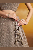 Grey Georgette Lehenga Choli For Indian & Pakistani Wedding Festival - Sequins & Thread Embroidery Work