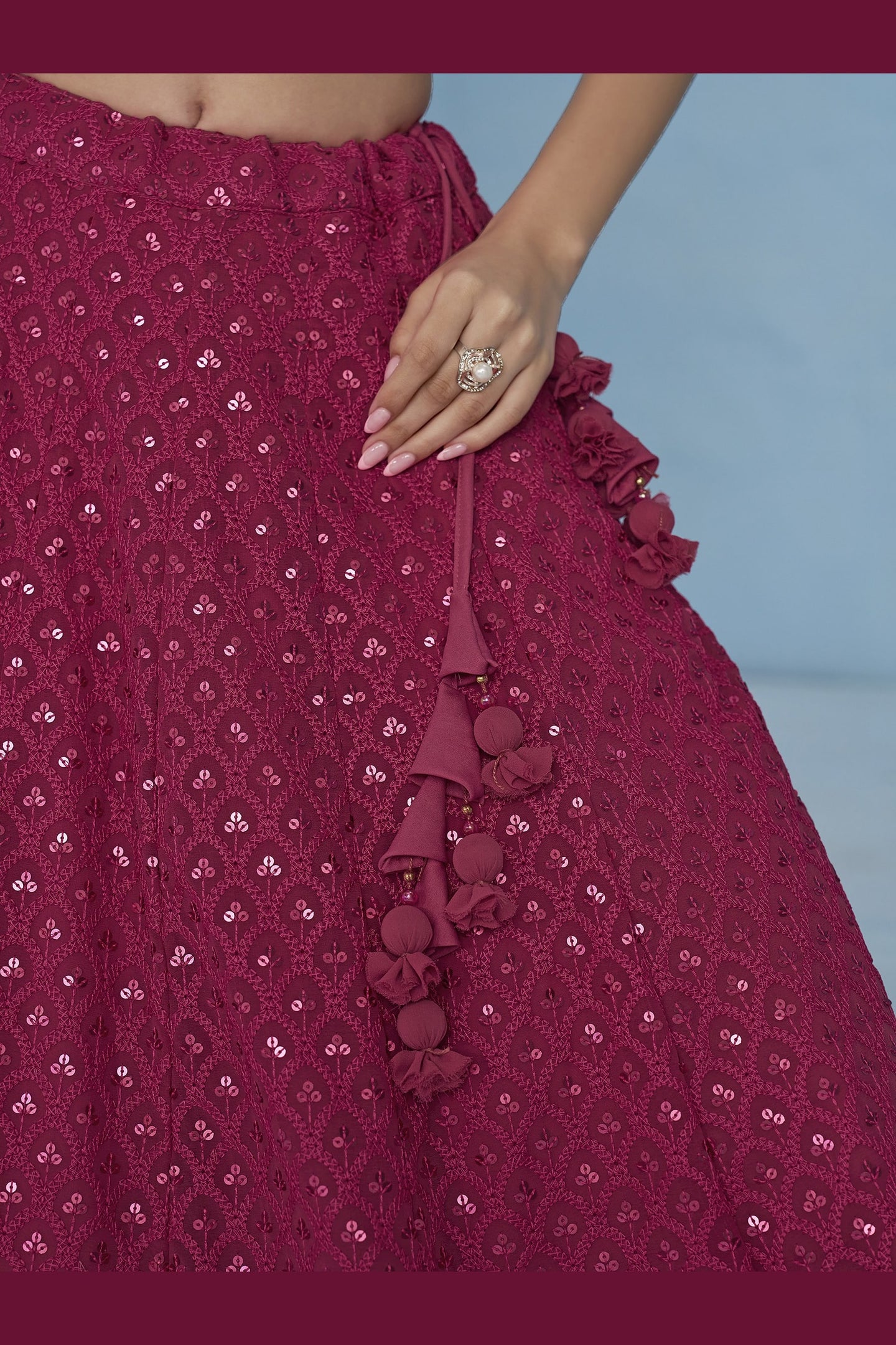 Pink Georgette Lehenga Choli For Indian & Pakistani Wedding Festival - Sequins & Thread Embroidery Work