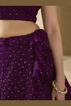 Wine Georgette Lehenga Choli For Indian & Pakistani Wedding Festival - Sequins & Thread Embroidery Work