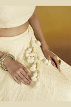 Cream Georgette Lehenga Choli For Indian & Pakistani Wedding Festival - Sequins & Thread Embroidery Work