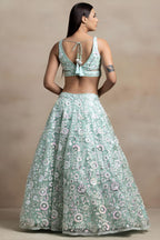 Aqua Net Pastel Lehenga Choli with Sequins and Thread Embroidery
