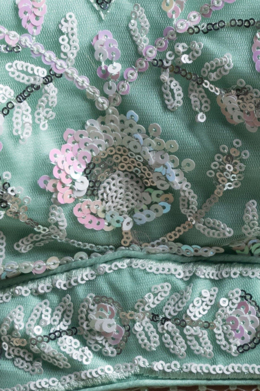 Aqua Net Pastel Lehenga Choli with Sequins and Thread Embroidery