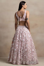 Pink Net Pastel Lehenga Choli with Sequins and Thread Work