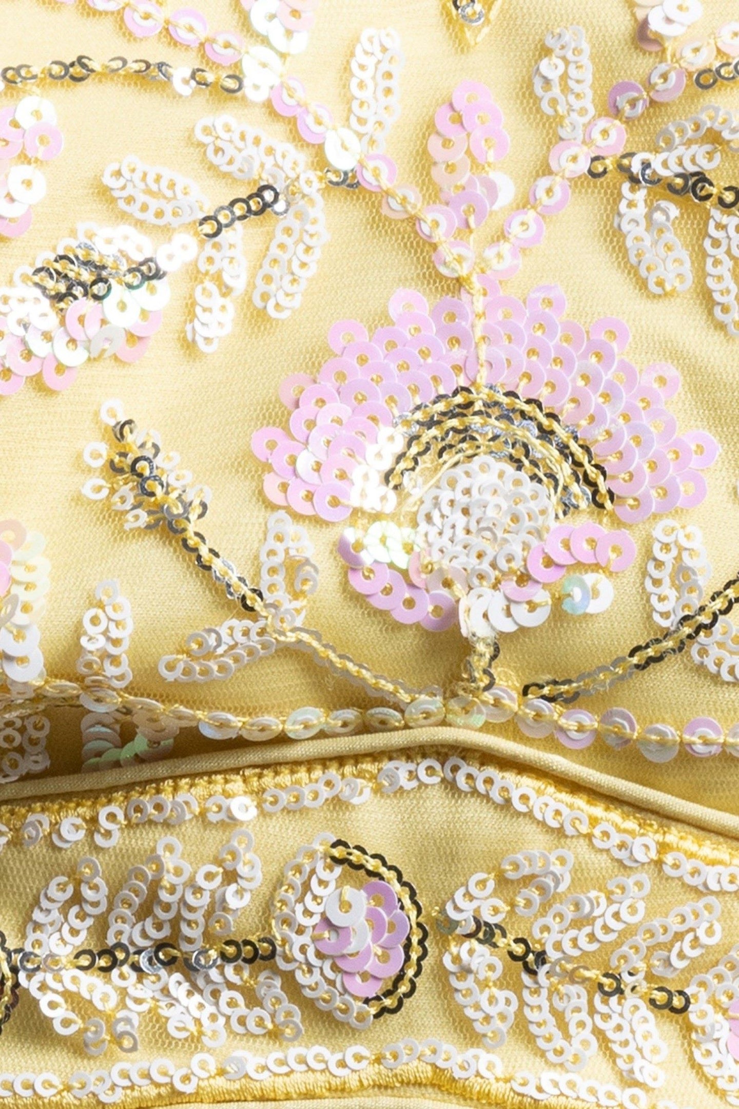 Yellow Net Pastel Lehenga Choli with Sequins and Thread Work