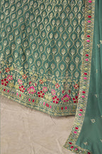 Teal Georgette Lehenga Choli For Indian & Pakistani Wedding Festival - Sequins & Thread Embroidery Work