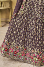 Purple Georgette Lehenga Choli For Indian & Pakistani Wedding Festival - Sequins & Thread Embroidery Work
