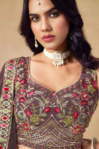 Purple Georgette Lehenga Choli For Indian & Pakistani Wedding Festival - Sequins & Thread Embroidery Work