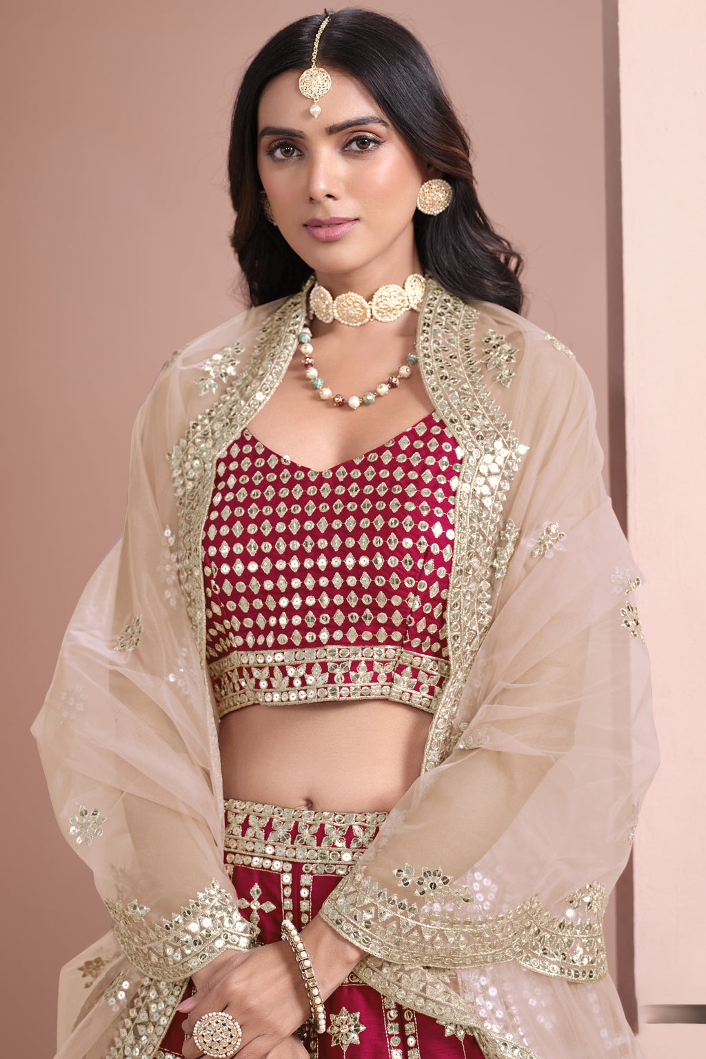 Red Art Silk Lehenga Choli For Indian Festivals & Pakistani Weddings Dress - Embroidery Work