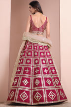 Red Art Silk Lehenga Choli For Indian Festivals & Pakistani Weddings Dress - Embroidery Work