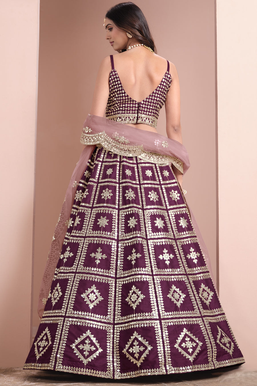 Maroon Art Silk Lehenga Choli For Indian Festivals & Pakistani Weddings Dress - Embroidery Work