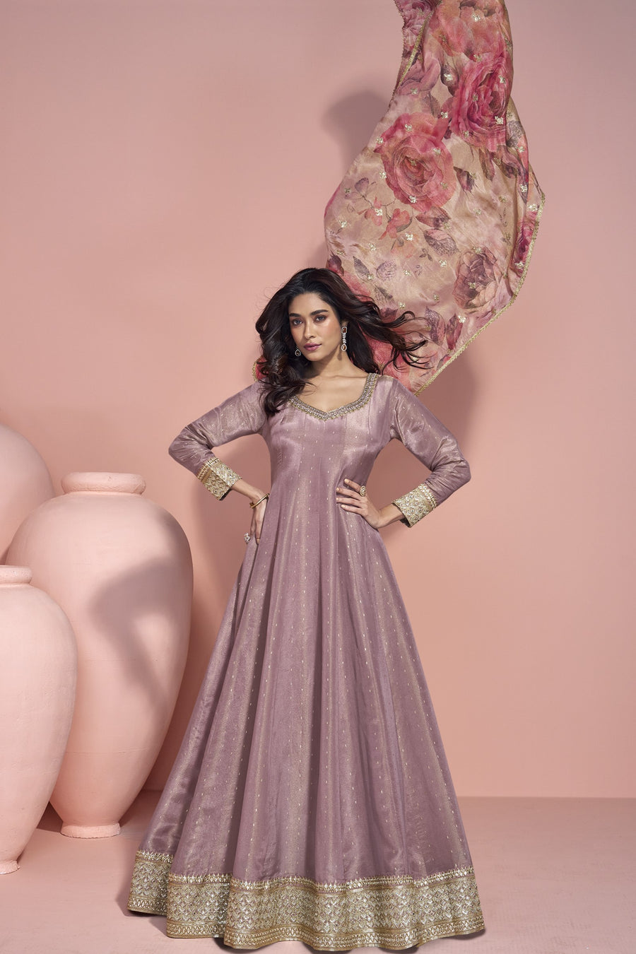 Light Pista Jacquard Silk Long Anarkali Suit India Wedding Gowns for Mehndi - Embroidery Work, Print Work 38 Light Pista Jacquard Silk Long Anarkali Suit India Wedding Gowns for Mehndi - Embroidery Work, Print Work 38