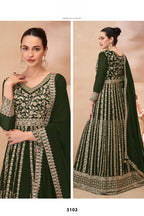 Green Georgette Anarkali Suit With Front Slit For Indian & Pakistani Wedding Festival - Embroidery Work