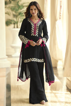Black Mirror Work Plazo Suit for Indian Party Wear Outfits
