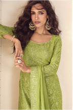 Lemon Georgette Latest Plazo Design for Wedding with Embroidery