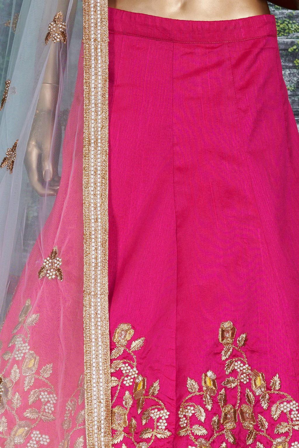 Pink Mulberry Silk Lehenga Choli For Indian & Pakistani Wedding Festival - Sequins & Thread Embroidery Work, Dori Work