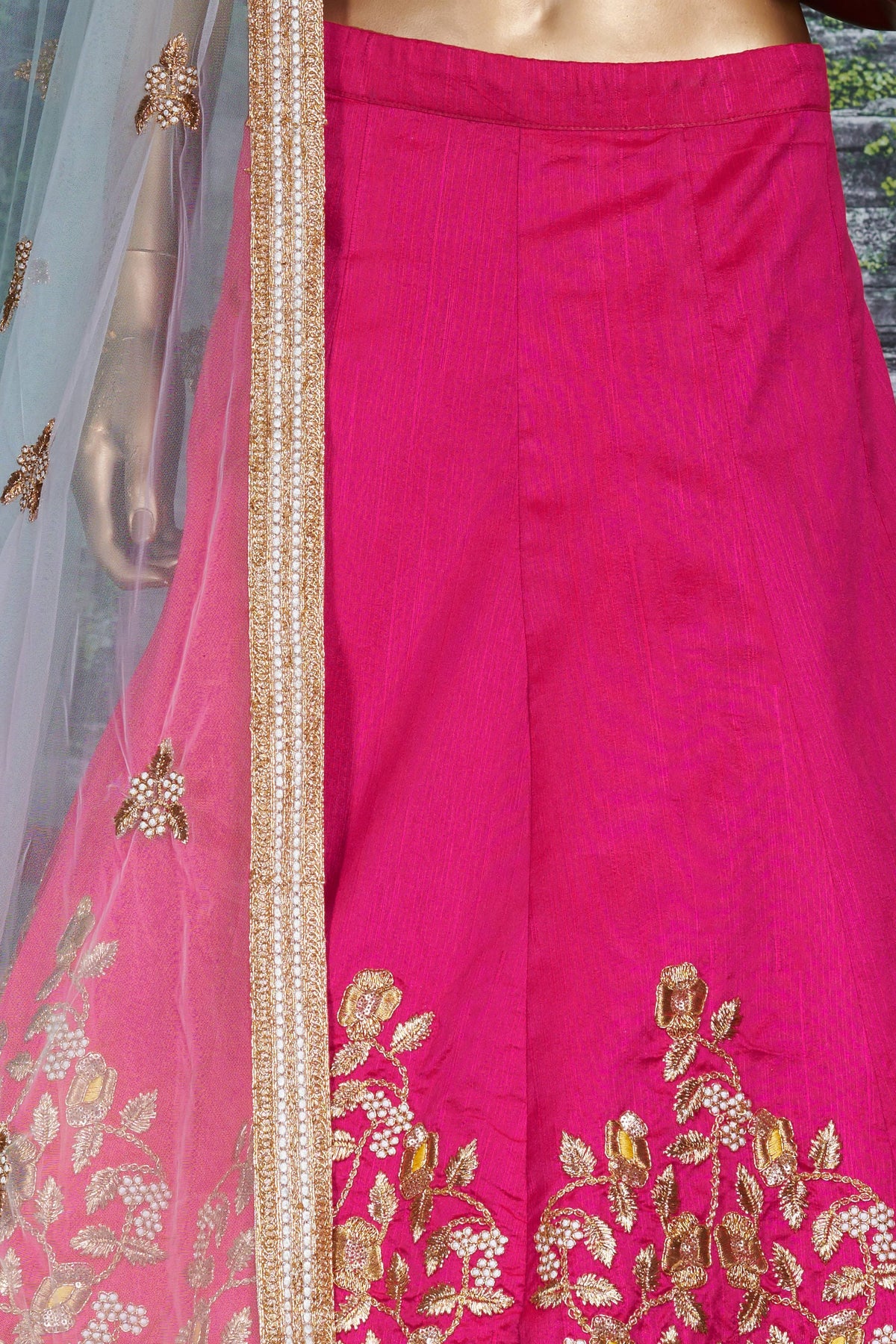 Pink Mulberry Silk Lehenga Choli For Indian & Pakistani Wedding Festival - Sequins & Thread Embroidery Work, Dori Work