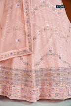 Peach Pakistani Georgette Lehenga Choli For Indian Festivals & Weddings - Sequence Embroidery Work, Thread Embroidery Work, Zari Work