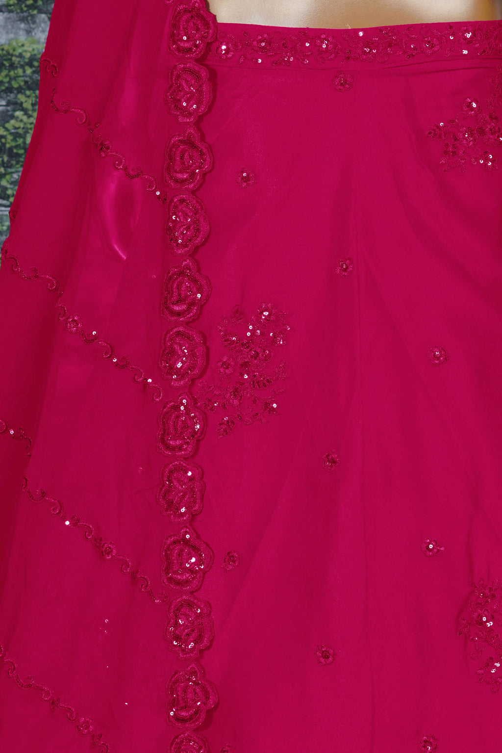 Pink Georgette Lehenga Choli For Indian & Pakistani Wedding Festival - Sequins Embroidery Work, Dori Work, Zari Work