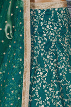 Teal Art Silk Lehenga Choli For Indian & Pakistani Wedding Festival - Sequins Embroidery Work, Dori Work, Zari Work