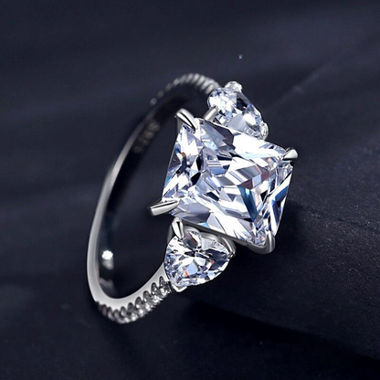 Exquisite Luxury Rectangle 3CT CZ Ring - 925 Sterling Silver Rings For Women Wedding Engagement Fine Female Jewelry