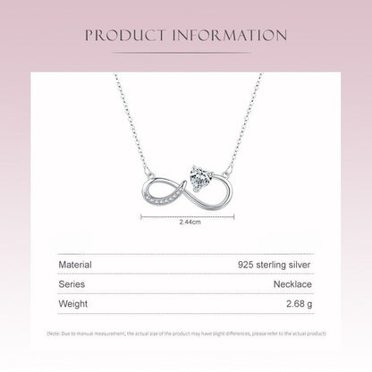 Infinity Pendant Necklace - S925 Sterling Silver Necklace with Clear Zirconia Diamond Jewelry - Exquisite Engagement Party Wedding Jewelry