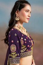 Purple Georgette Lehenga Choli For Indian & Pakistani Wedding Festival - Zari Work, Resham Embroidery Work, Sequence Embroidery Work, Dori Work