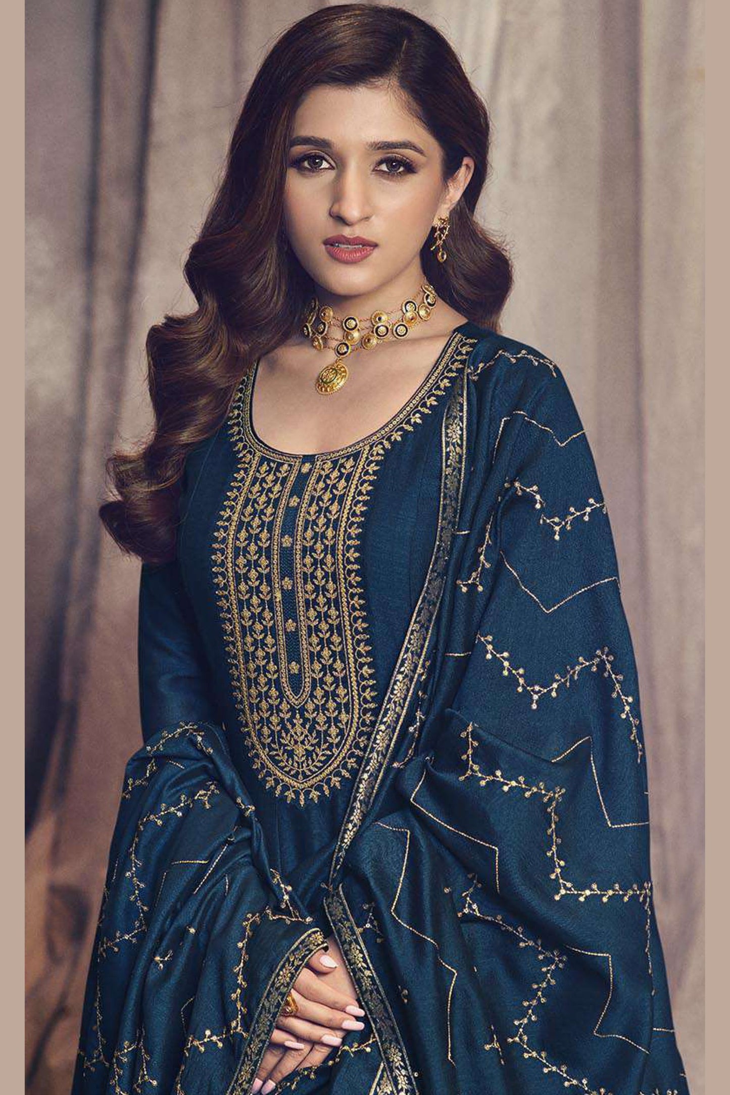 Blue Georgette Silk Anarkali Suit For Indian Festivals & Pakistani Weddings Dress - Embroidery Work