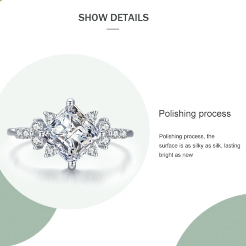 925 Sterling Silver Elegant Romantic Princess Square Dazzling CZ Rings For Women - Luxury Wedding Jewelry Gift