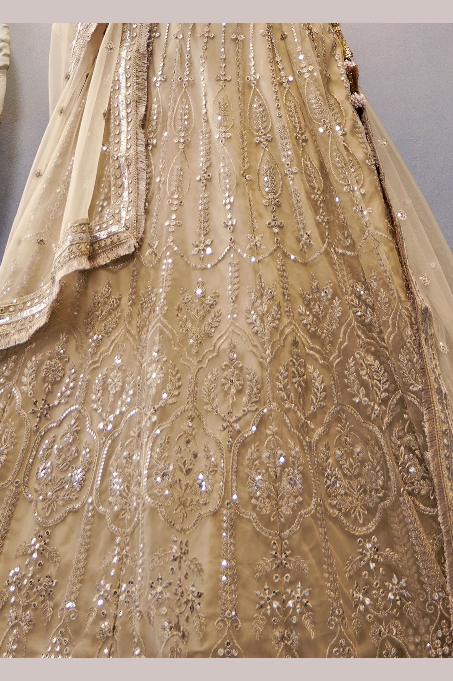 Light Brown Georgette Lehenga Choli For Indian Festivals & Weddings - Sequence Embroidery Work