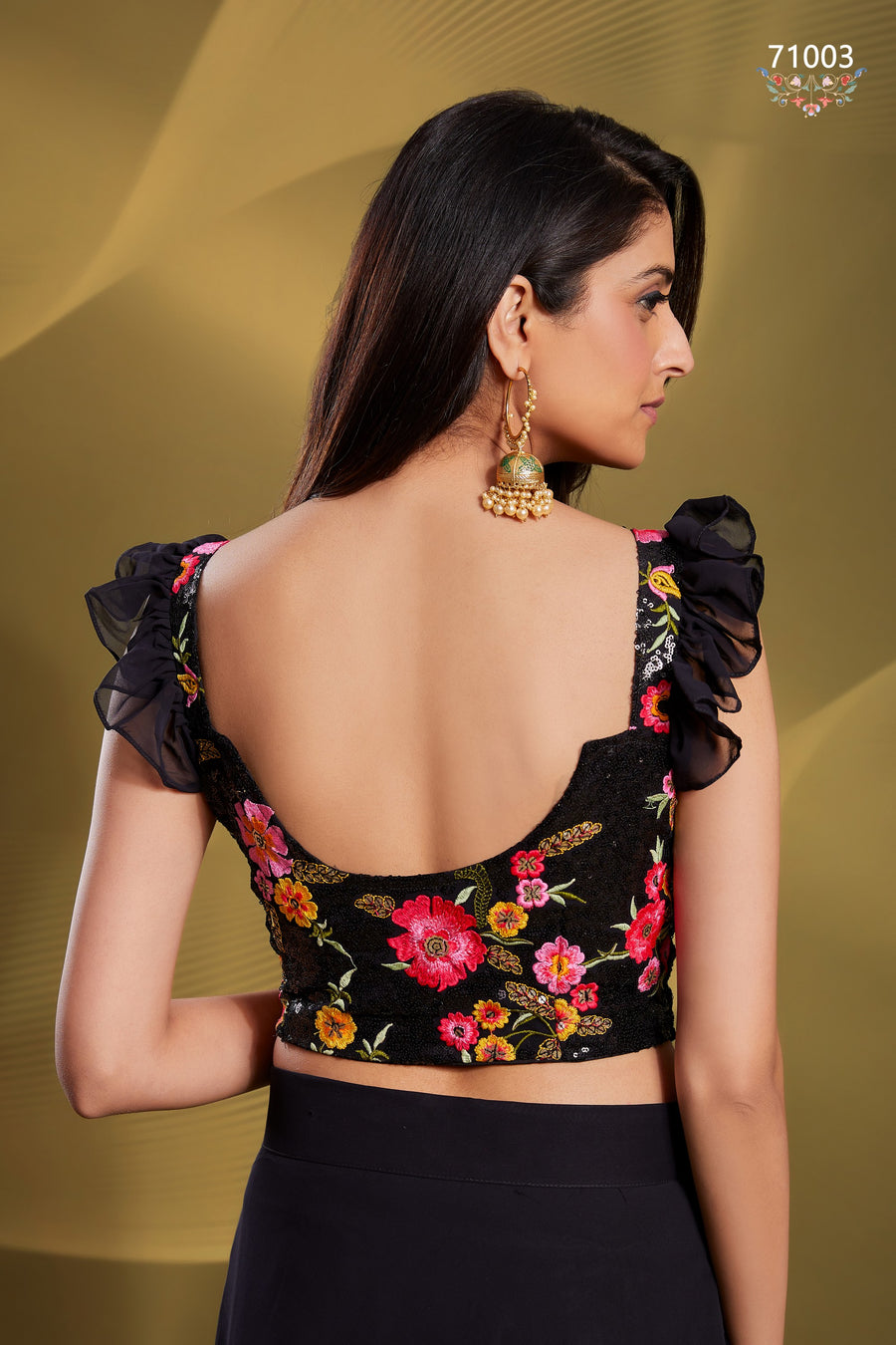 Black Pakistani Georgette Lehenga Choli For Indian Festivals & Weddings - Sequence Embroidery Work, Thread Embroidery Work,