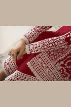 Red Net & Cording Work Salwar Kameez Plazzo Suit For Indian Wedding & Festival - Embroidery Work, Cording Work