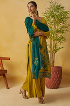 Mustard Organza Sharara Suit For Indian & Pakistani Wedding Festival - Thread Embroidery Work
