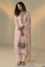 Baby Pink Georgette Kameez With Pant For Indian & Pakistani Wedding Festival - Sequins & Thread Embroidery Work, Khatli Work