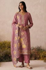 Pink Embroidered Pakistani Dress in Shimmer Silk with Sequin Work