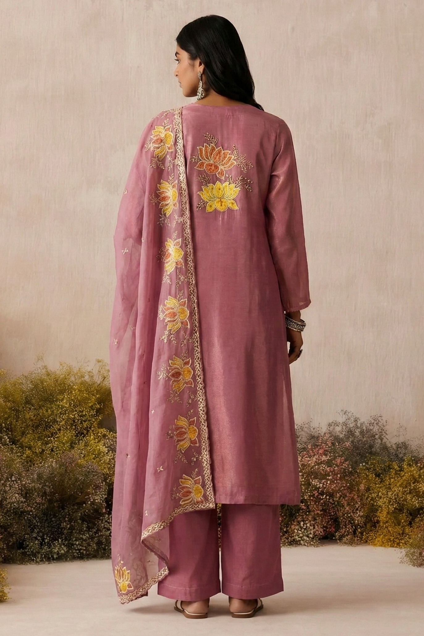 Dark Pink Shimmer Silk Embroidered Pakistani Dress with Sequin Work