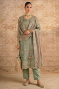 Green Shimmer Silk Female Shalwar Kameez with Pant
