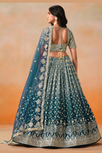 Dove Blue Georgette Lehenga Choli For Indian & Pakistani Wedding Festival - Sequins & Thread Embroidery Work, Zari Work