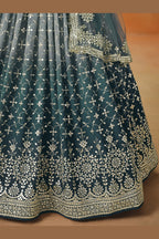 Dove Blue Georgette Lehenga Choli For Indian & Pakistani Wedding Festival - Sequins & Thread Embroidery Work, Zari Work