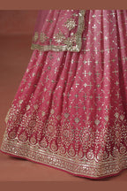 Pink Georgette Lehenga Choli For Indian & Pakistani Wedding Festival - Sequins & Thread Embroidery Work, Zari Work