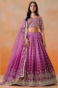 Pink Georgette Lehenga Choli For Indian & Pakistani Wedding Festival - Sequins & Thread Embroidery Work, Zari Work