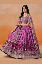 Pink Georgette Lehenga Choli For Indian & Pakistani Wedding Festival - Sequins & Thread Embroidery Work, Zari Work