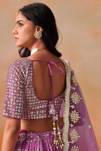 Pink Georgette Lehenga Choli For Indian & Pakistani Wedding Festival - Sequins & Thread Embroidery Work, Zari Work