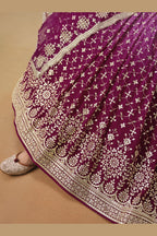 Magenta Georgette Lehenga Choli For Indian & Pakistani Wedding Festival - Sequins & Thread Embroidery Work, Zari Work