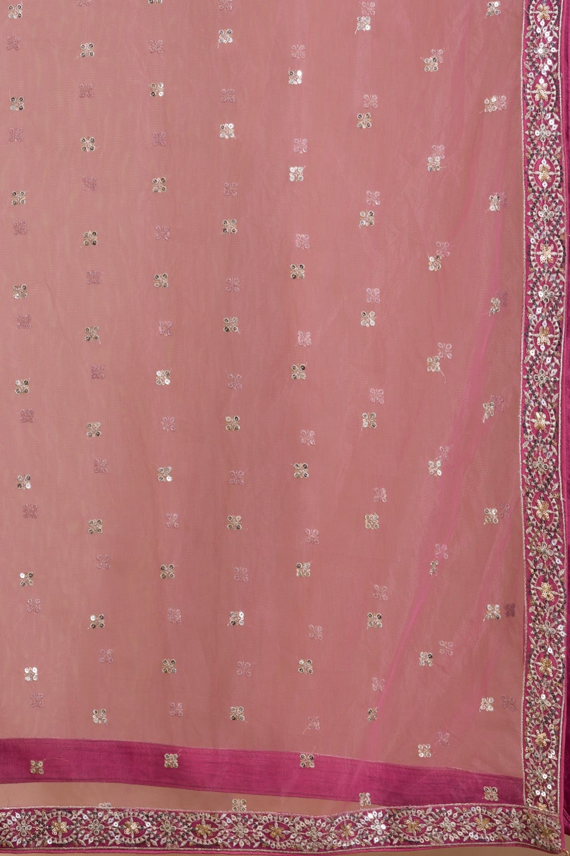 Dark Pink Georgette Sangeet Lehenga Choli with Zari and Sequins Work