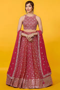 Red Georgette Lehenga Choli for Sangeet with Zari Work