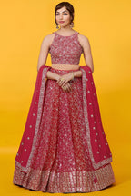 Red Georgette Lehenga Choli for Sangeet with Zari Work