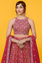 Red Georgette Lehenga Choli for Sangeet with Zari Work